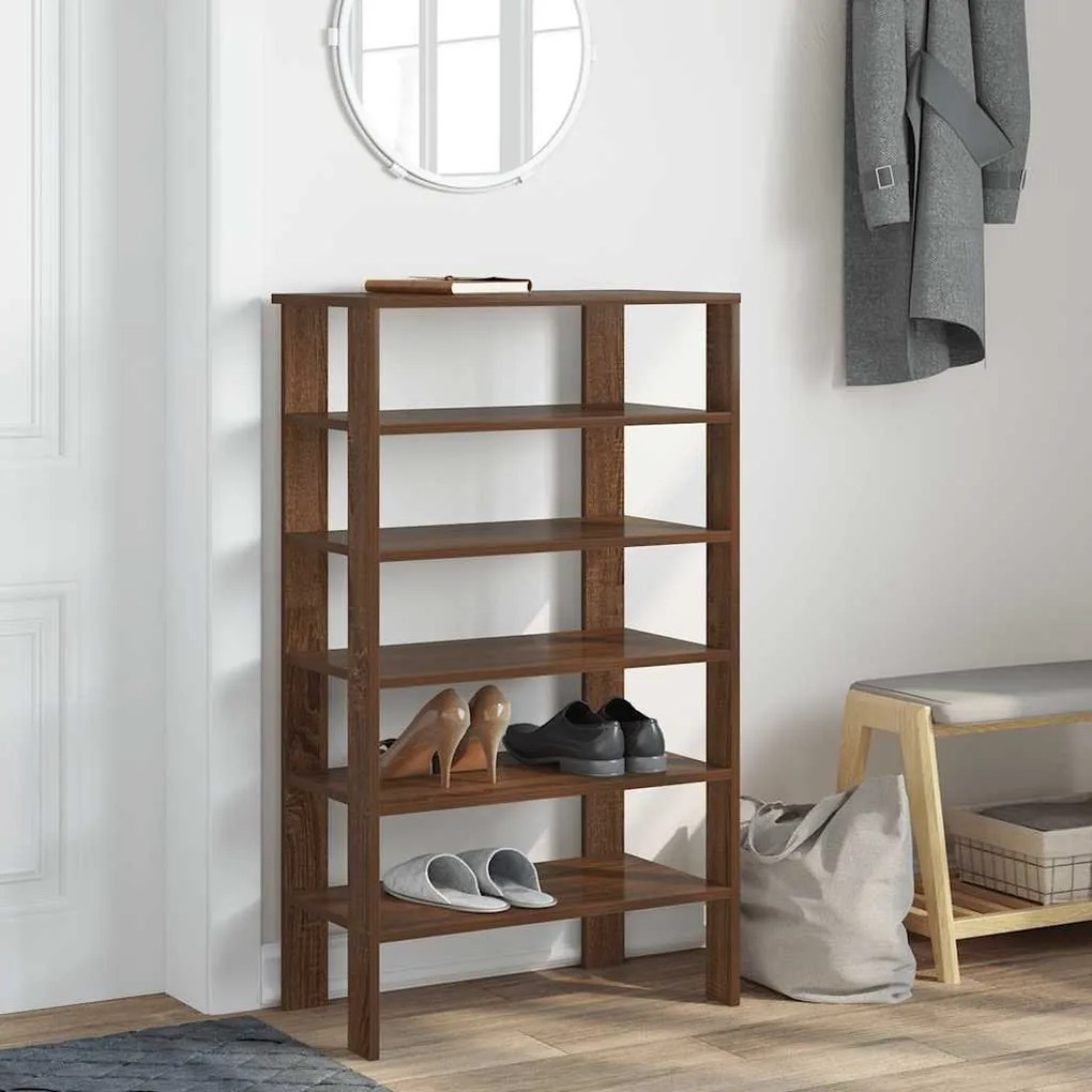 barna tölgy színű szerelt fa cipőtartó 61x32x105 cm