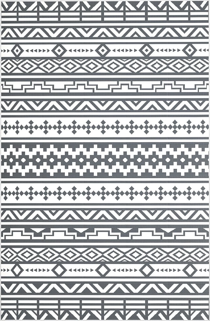 Outsunny Kültéri Szőnyeg Robusztus időjárásálló Kültéri Szőnyeg, Hajtogatható Boho Stílusú Szőnyeg, Kültéri Szőnyeg nappalihoz, erkélyhez, kerthez, te