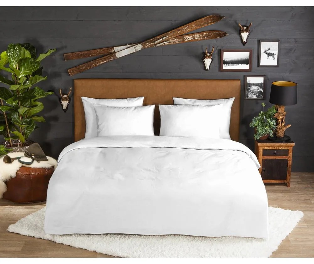 Fehér kétszemélyes hosszabbított flanel ágyneműhuzat 200x220 cm – Good Morning