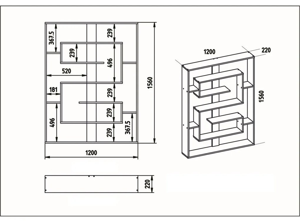 Esteban Walnut és Black könyvespolc