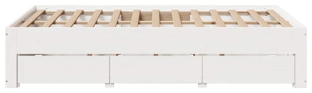 fehér tömör fenyőfa fiókos ágykeret matrac nélkül 135 x 190 cm