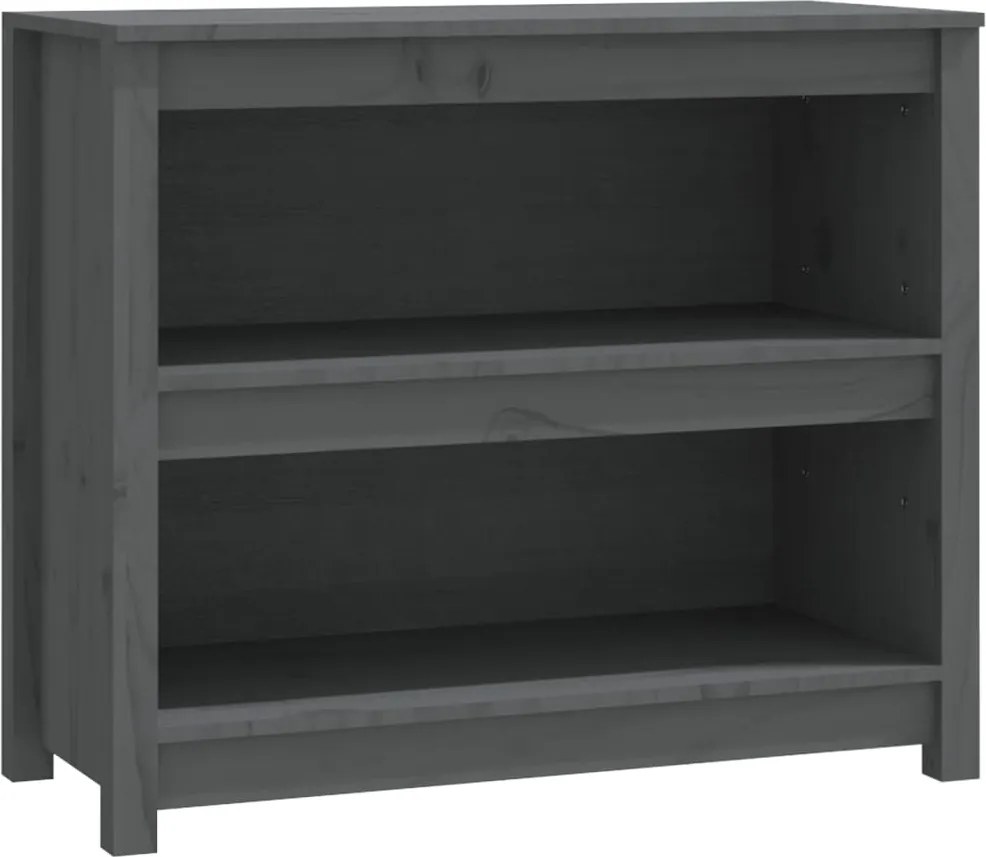 vidaXL szürke tömör fenyőfa könyvszekrény 80 x 35 x 68 cm