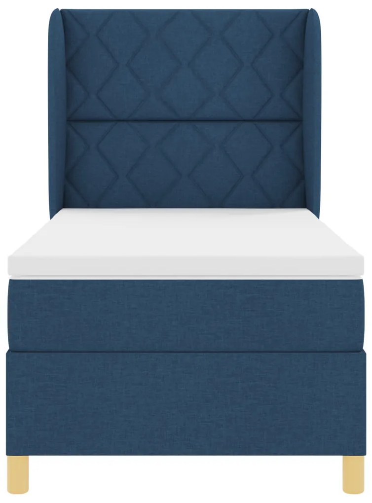 Boxspringágy Mattal - Kék - 90x190 cm - Szövet