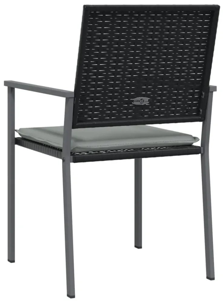 4 db fekete polyrattan kerti szék párnával 56x62,5x89 cm