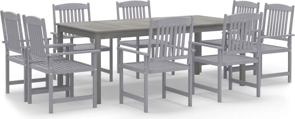 vidaXL 9 részes szürke tömör akácfa kerti étkezőgarnitúra