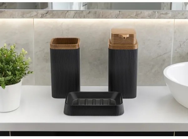 Fürdőszobai készlet ZOYA 5 db fekete/barna