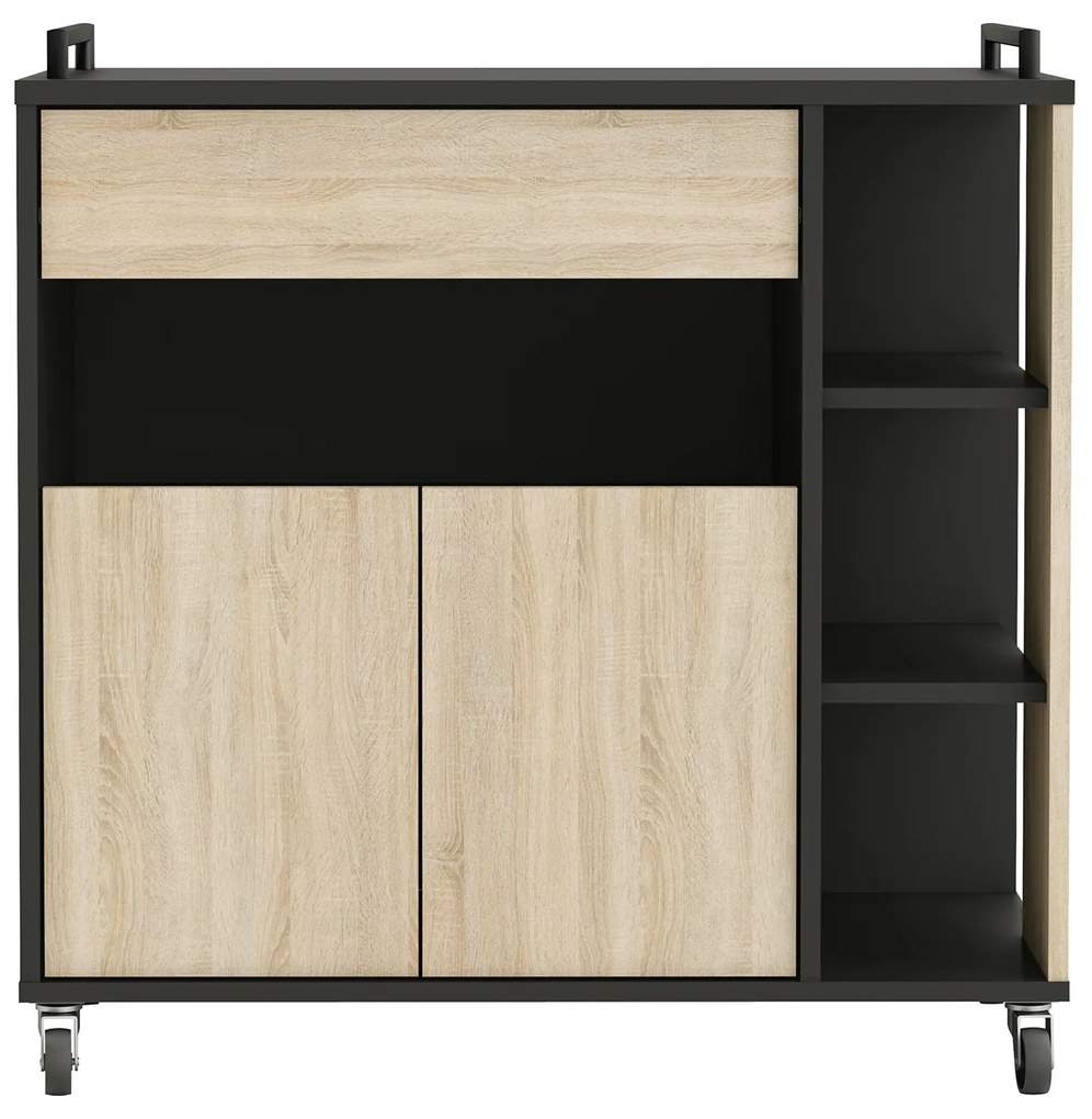 Szekrény mikrohullámú sütőhöz INDUS tölgy / fekete