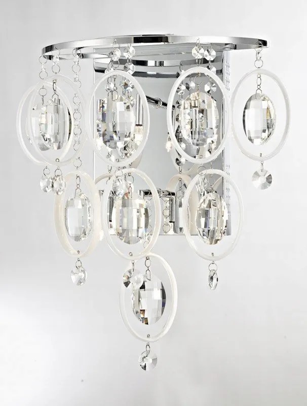 Klasszikus krómozott fali lámpa Estella kristályok