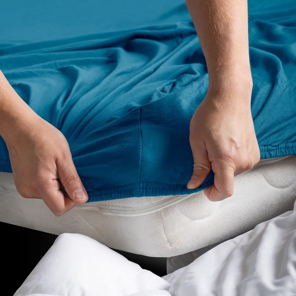 Petróleum színű gumis jersey lepedő 90x200 cm Amber – Restilo