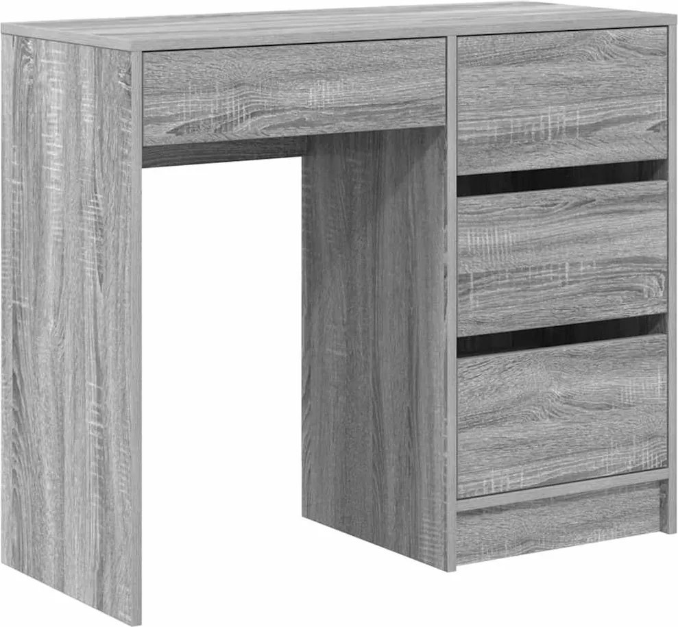 vidaXL Asztal fiókkal Szürke Sonoma 90 x 37.5 x 75 cm Faanyag