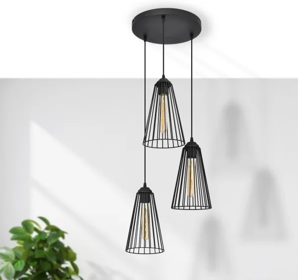 Csillár zsinóron TORRI 3xE27/15W/230V fekete