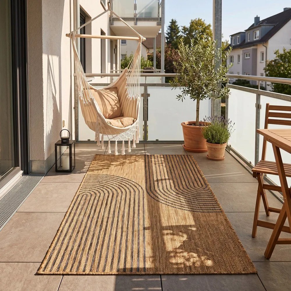 Fekete-barna kültéri-beltéri szőnyeg 80x150 cm Mira 1453 – Ayyildiz Carpets