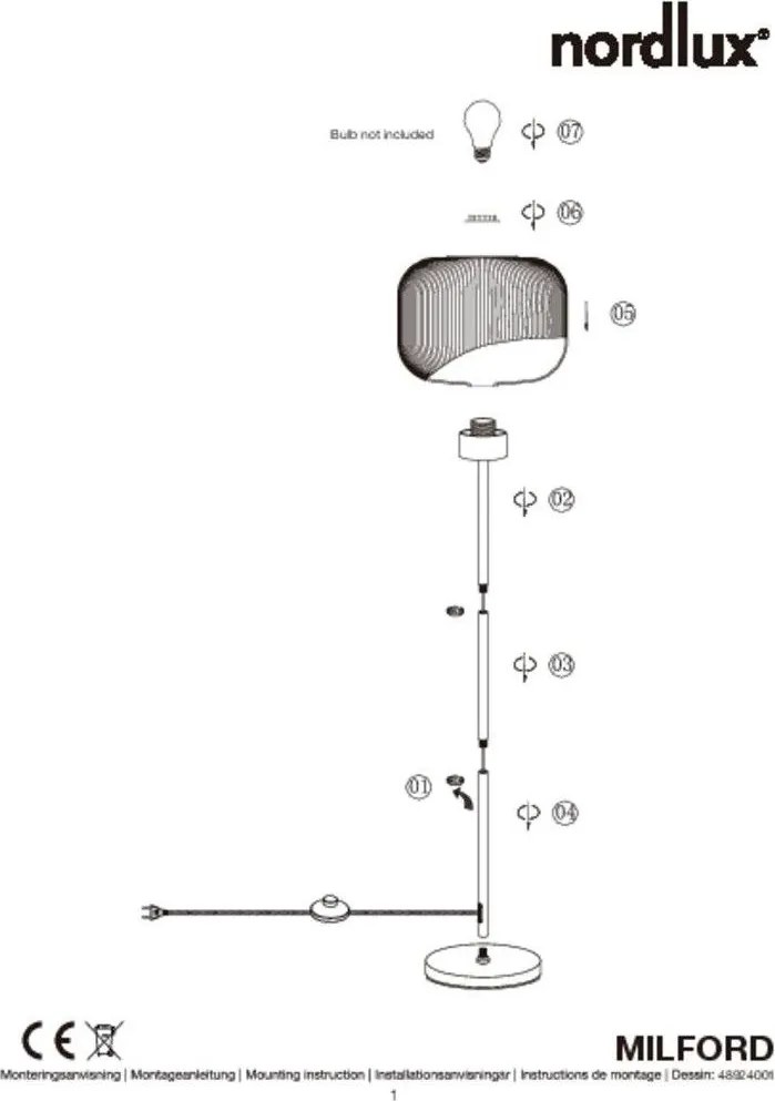 Nordlux modern állólámpa milford fehér nor48924001