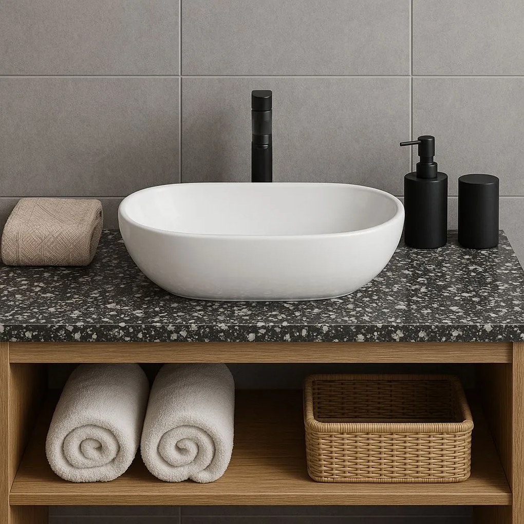 Erga Della, pultra szerelhető mosdó 475x340x140 mm, fényes fehér, ERG-V03-DELLA48-WH
