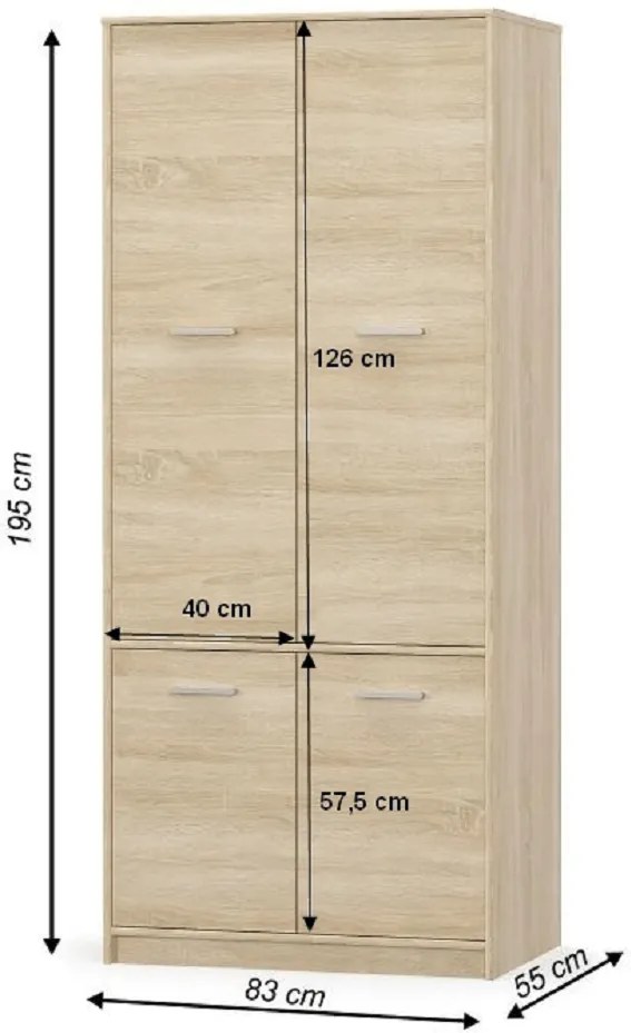 Akasztós szekrény 4D polcokkal, sonoma tölgyfa, TEYO