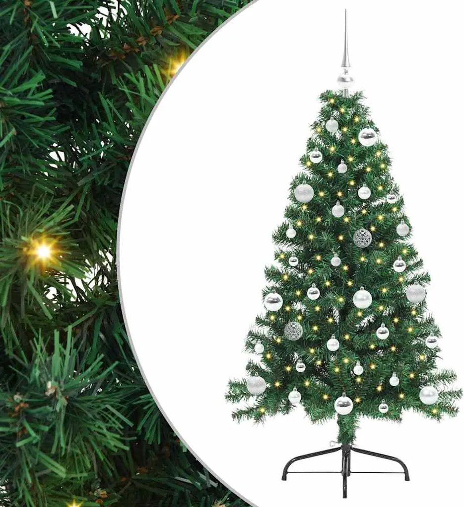 vidaXL Mesterséges, előre világított karácsonyi fa Zöld 150 cm PVC
