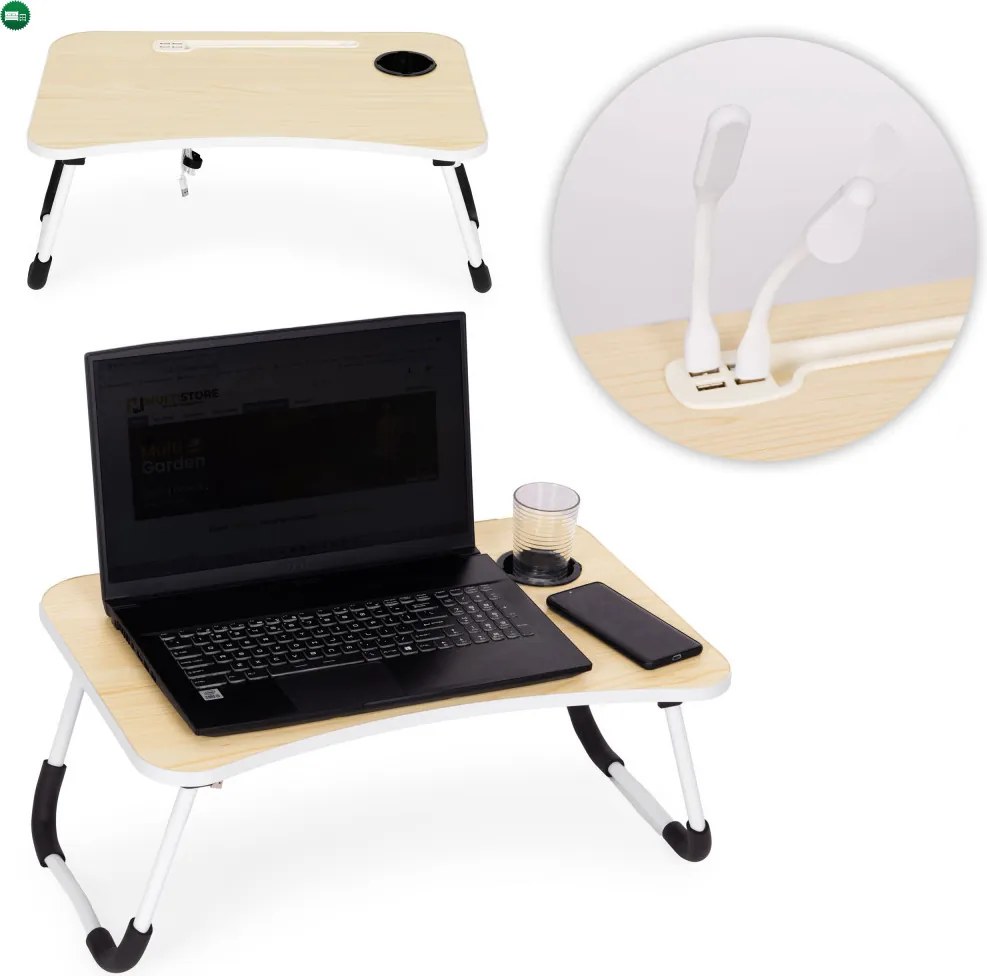 Összecsukható laptop asztal 60x40 cm USB porttal