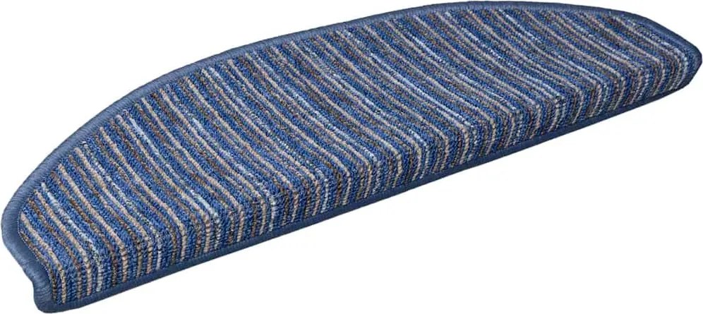 vidaXL Öntapadós lépcsőszőnyegek 15 pcs Kék 65 x 21 x 4 cm