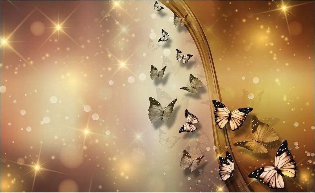 Fotótapéta Arany pillangók csillogás vinil elegancia 368x254 +ragasztó