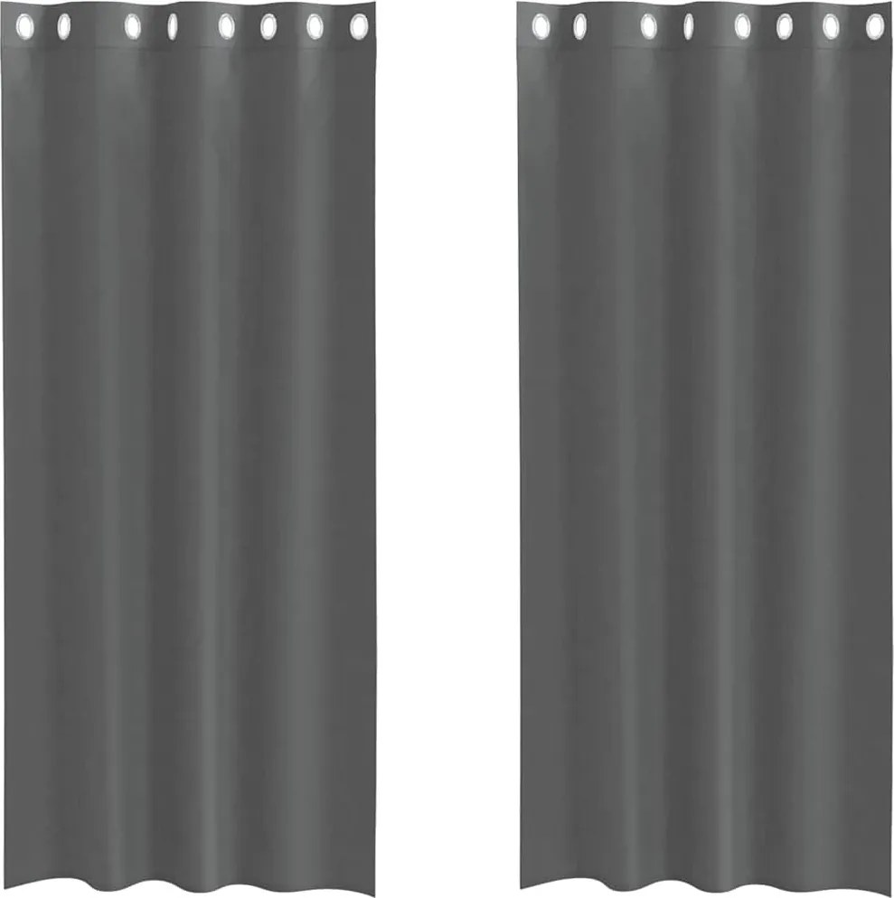 vidaXL 2 db sötétszürke fátyolfüggönyök rojtokkal 140x245 cm