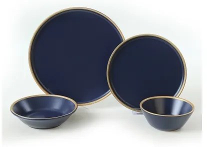 24 darabos étkészlet kék/arany/kerámia