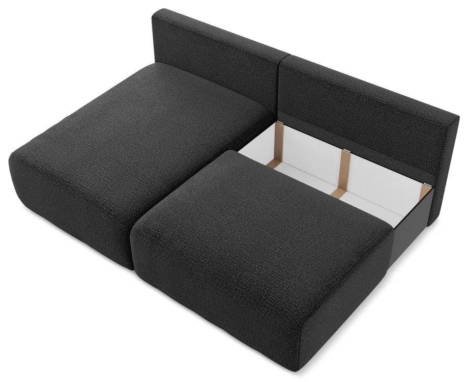 Fekete kinyitható-tárolóhelyes sarokkanapé (bal oldali) Kalena – Makamii