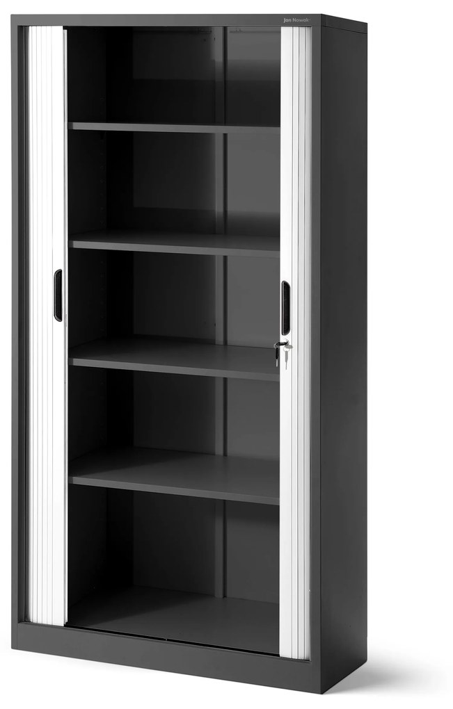Fém szekrény harmonika ajtókkal DAMIAN, 900 x 1850 x 450 mm, antracit-fehér