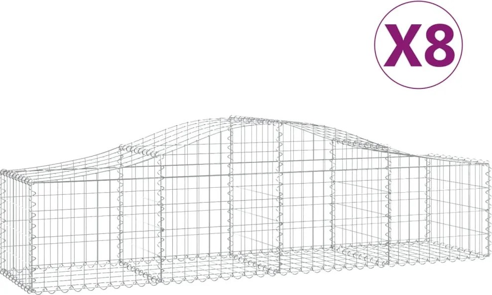 vidaXL 8 db íves horganyzott vas gabion kosár 200x50x40/60 cm