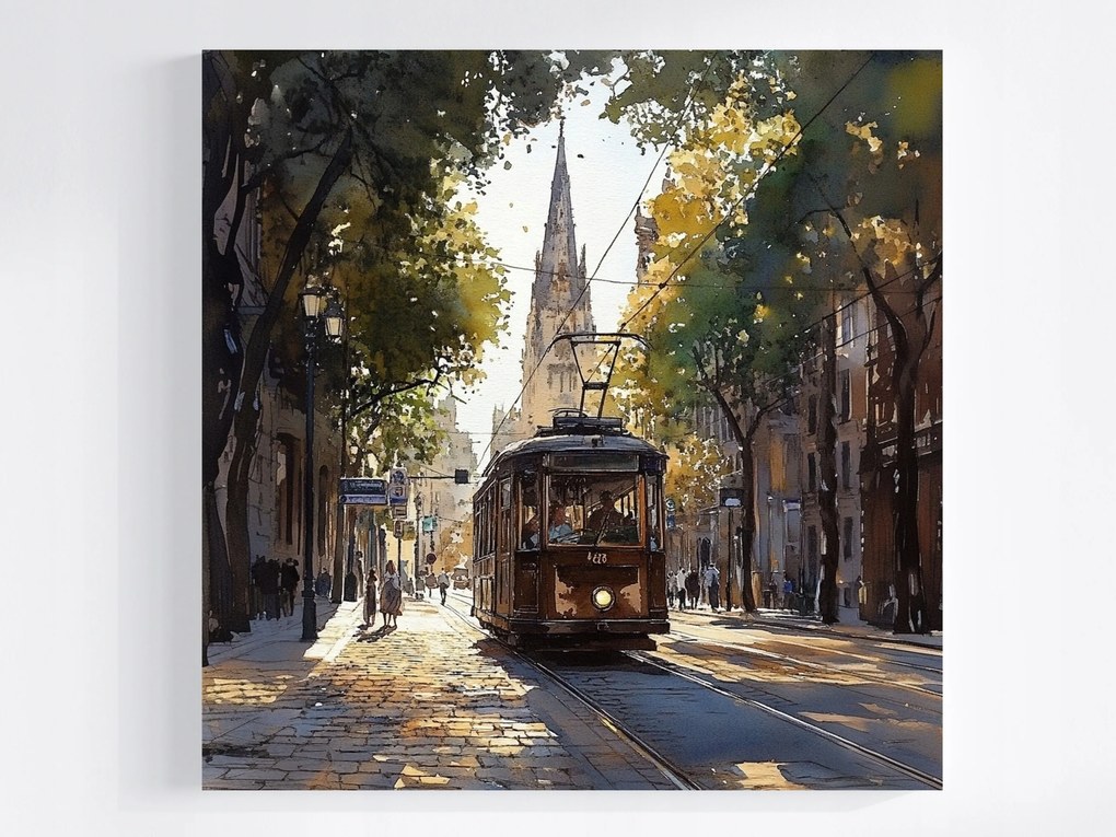 Vászonkép Canvas Város Utca Tavasz Villamos Közlekedés Utazás 80x80