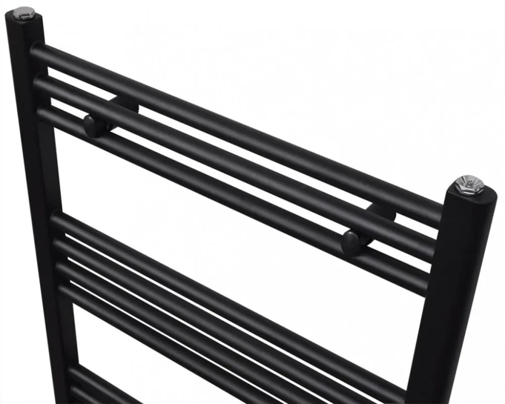 Egyenes fekete törölközőszárító radiátor központi fűtéssel 600x1160 mm