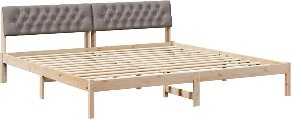 vidaXL Ágykeret fejtámlával Barna és taupe 200 x 200 cm Tömör fenyőfa