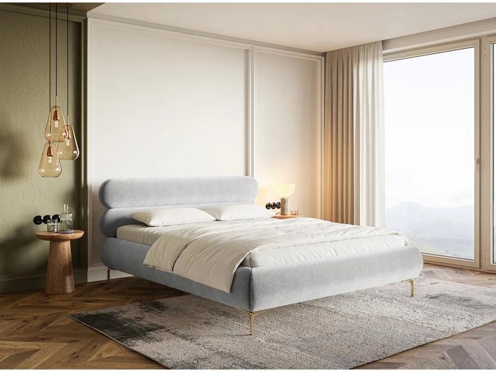 Franciaágy 180 cm Rirri 180B (ágyráccsal) (világosszürke + arany). 1099867