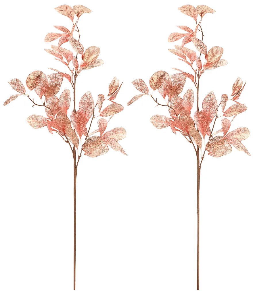 Karácsonyi ágak aranyozott levelekkel, 2 db,rózsaszín, 85 cm