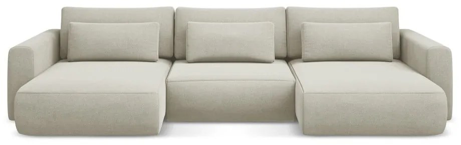 Bézs kinyitható-tárolóhelyes (U alakú) sarokkanapé Kapua – Makamii