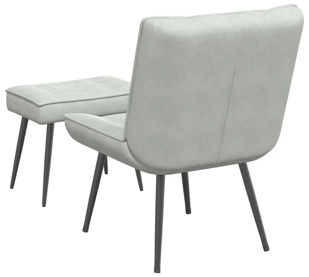 világosszürke bársony pihenőfotel lábtartóval