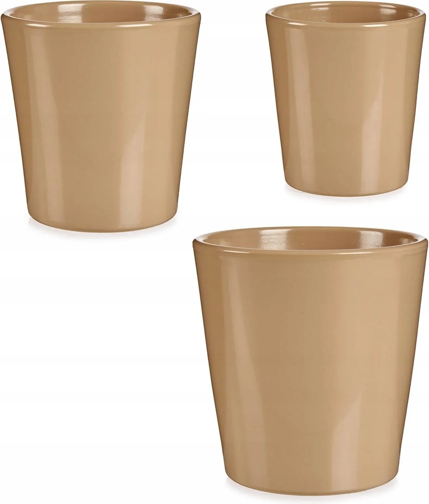 Kerámia Kaspó Szett, Bézs, 3 Darab, Ibergarden