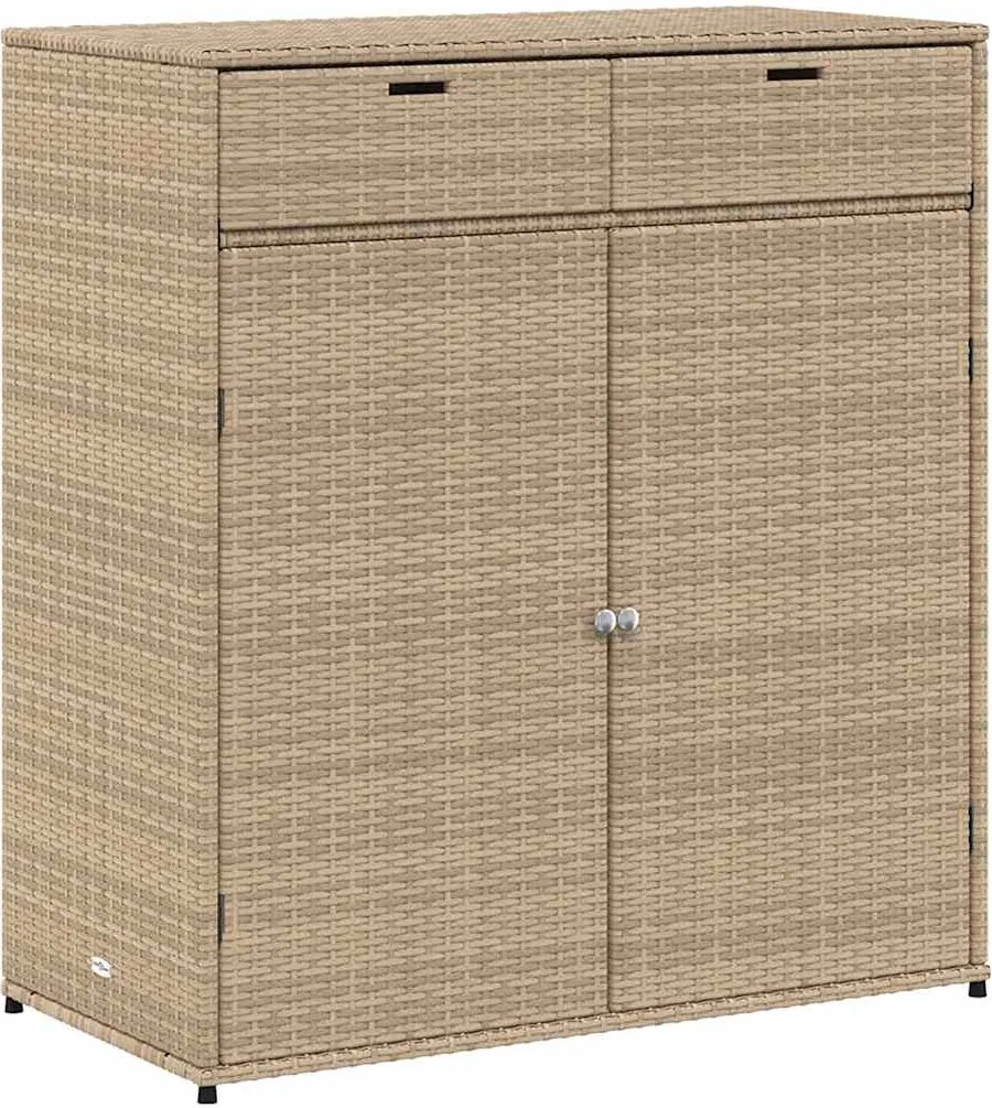 vidaXL bézs polyrattan kerti tárolószekrény 105 x 55 x 113 cm