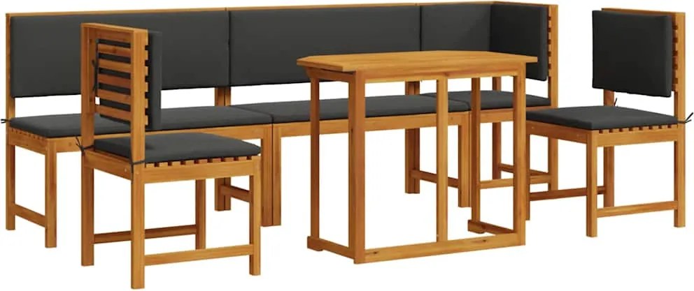 vidaXL Kert Bistro Készlet 6 pcs Barna Tömör Akácfa
