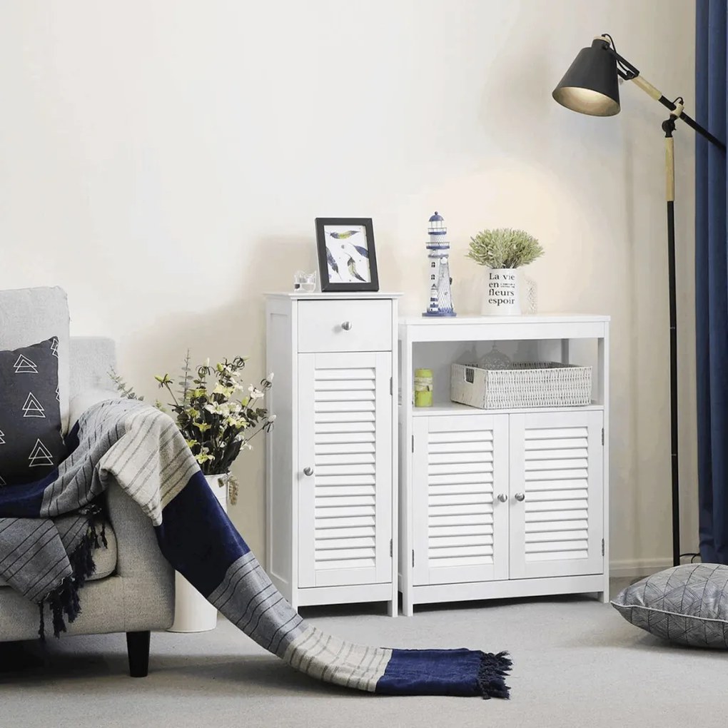 Fehér fürdőszobai szekrény AUK-E1143 WT, 32×30×87 cm-es méretben