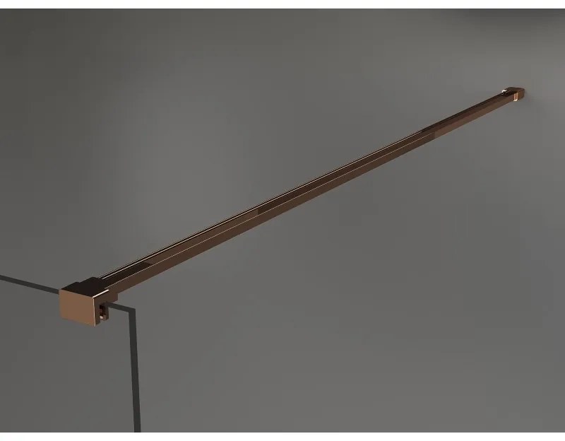 Mexen Kioto, átmenő zuhany paraván 140 x 200 cm, 8mm átlátszó / fehér üvegminta, 2x rose gold stabilizáló távtartó, 800-140-002-60-97