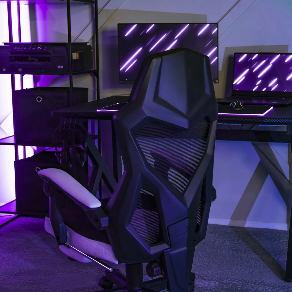 Gamer Forgószék Fekete/Fehér Színben. Teherbírás: 150 kg. BING