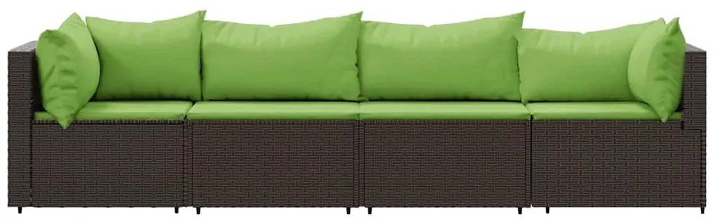 4 részes barna polyrattan kerti ülőgarnitúra párnákkal