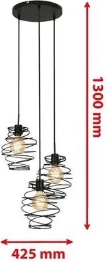 Briloner 4870-035 - Kábelen függő csillár, 3x E27/60W/230V