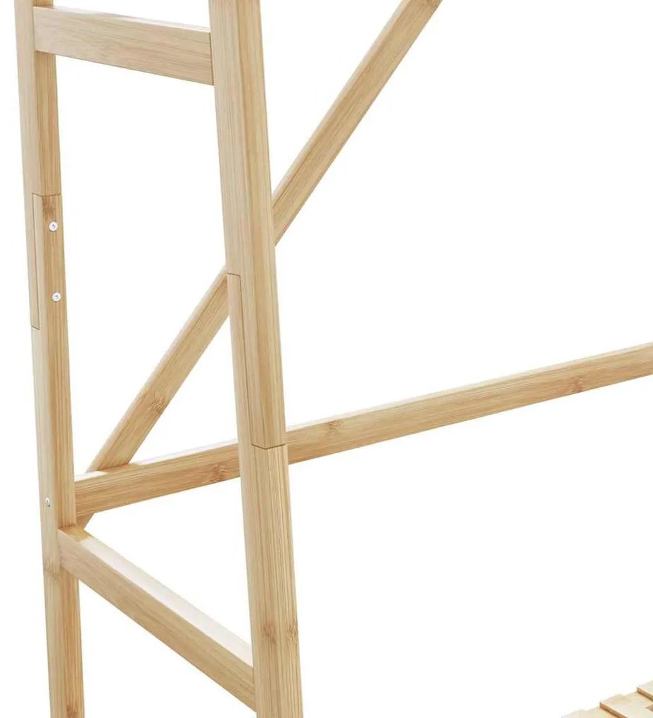 bambusz ruhaállvány polcokkal 110x40x180 cm