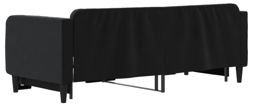 fekete kihúzható bársony heverő 80 x 200 cm