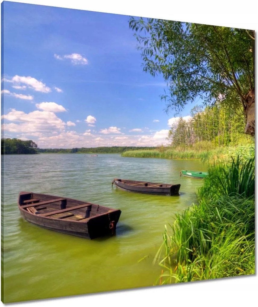 Vászonkép 90x90 Tó Csónakok Tájkép
