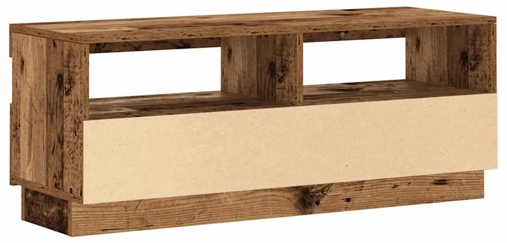 antik fa színű szerelt fa TV-szekrény LED-ekkel 100x35x40 cm