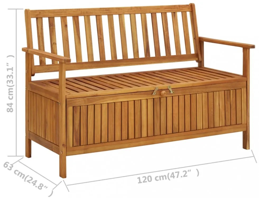 tömör akácfa kerti tárolópad 120 cm