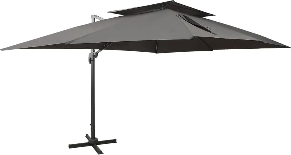 vidaXL antracit színű konzolos kerti napernyő dupla tetejjel 400 x 300 cm
