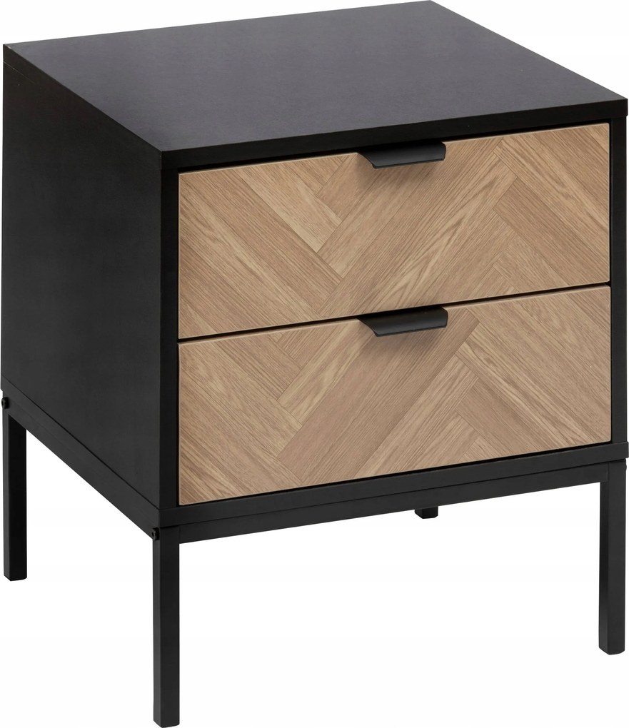 Chevrons Fekete Fém Loft Éjjeliszekrény 50 X 40 X 45 CM 30 Kg-ig